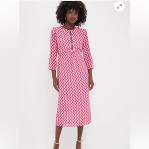 TUCKERNUCK HYACINTH HOUSE
Pink Geo Stripe Cut-Out Cosmina Dress
Size Medium NWT